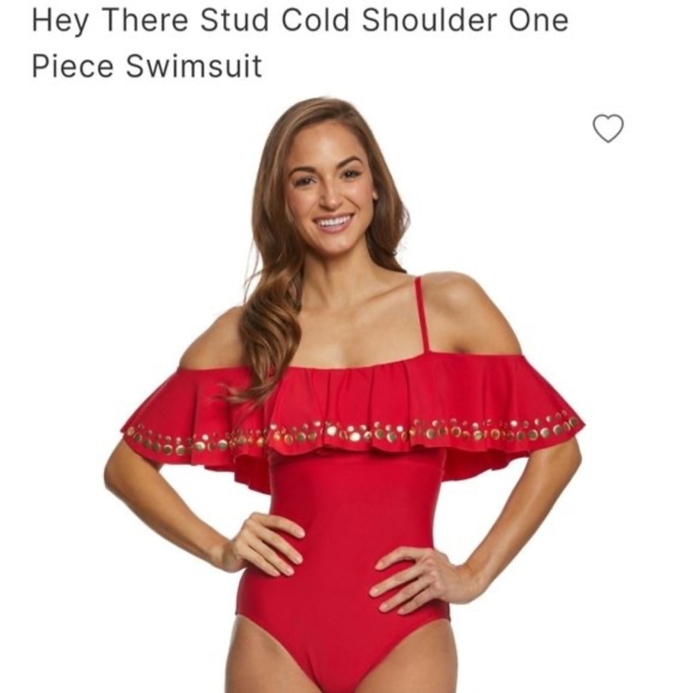 Athena Vibrant Red Off-Shoulder Ruffle One Piece size 10